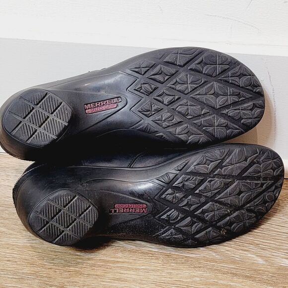 Merrell Black Veranda Butter Rum Leather Mock Clog Ankle Boot Size 8.5 Lace Up - Picture 11 of 13